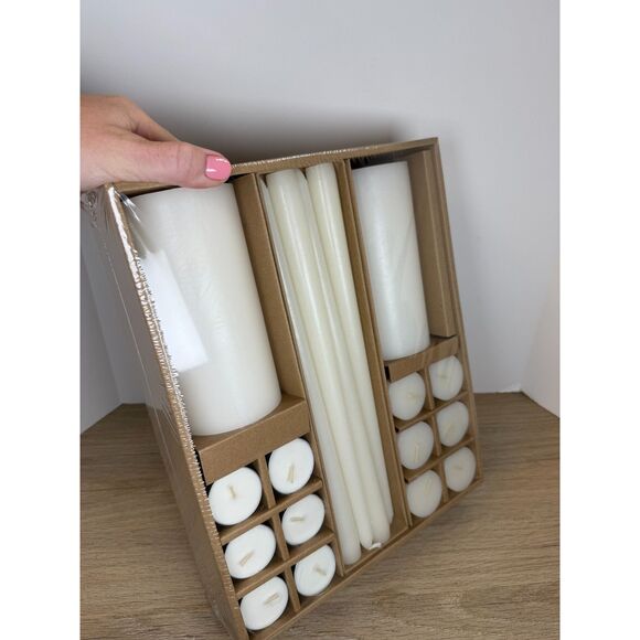 Pottery Barn Jeu De Carters Box Candle Set 32 Pieces Home Decor Entertaining - Picture 5 of 8